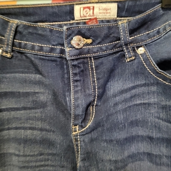 L.e.i Bridget Blue Colored Curvy Bootcut StyleJeans Size Juniors 13 Women 10-12 - Picture 5 of 13